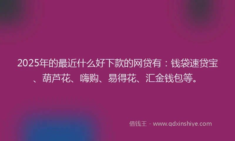 2025年的最近什么好下款的网贷有：钱袋速贷宝、葫芦花、嗨购、易得花、汇金钱包等。
