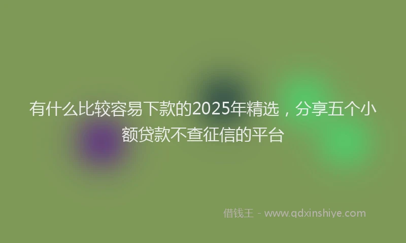 有什么比较容易下款的2025年精选，分享五个小额贷款不查征信的平台