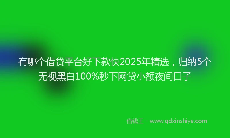 有哪个借贷平台好下款快2025年精选，归纳5个无视黑白100%秒下网贷小额夜间口子