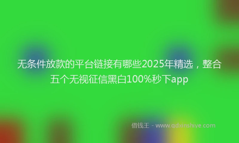 无条件放款的平台链接有哪些2025年精选，整合五个无视征信黑白100%秒下app