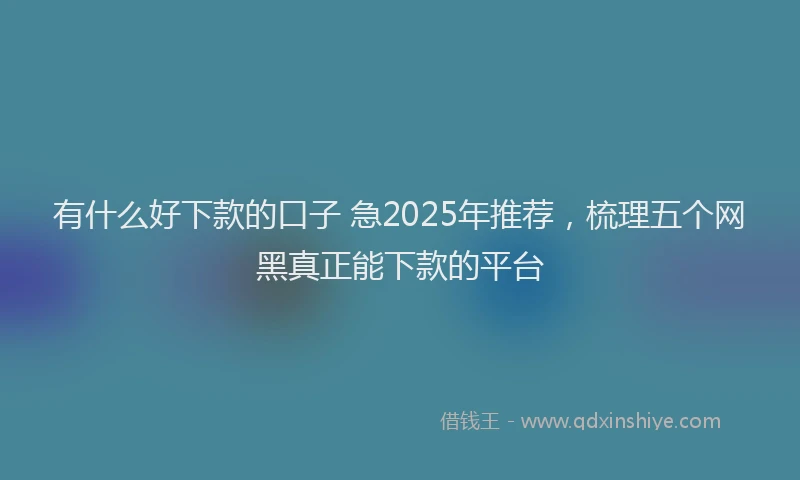 有什么好下款的口子 急2025年推荐，梳理五个网黑真正能下款的平台