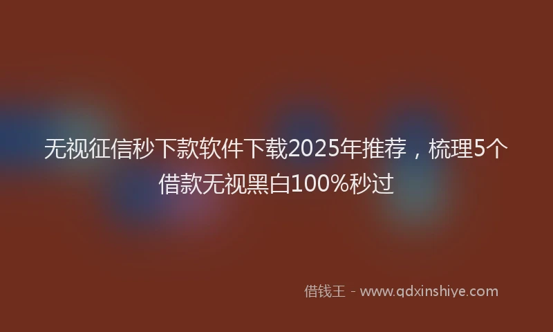 无视征信秒下款软件下载2025年推荐，梳理5个借款无视黑白100%秒过