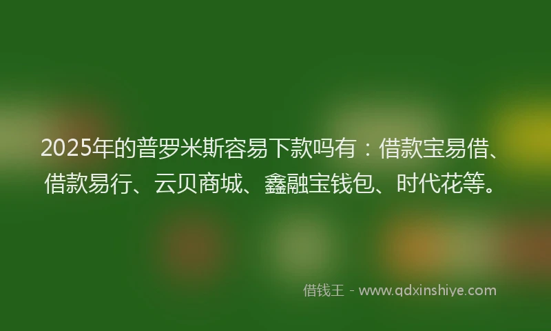2025年的普罗米斯容易下款吗有：借款宝易借、借款易行、云贝商城、鑫融宝钱包、时代花等。