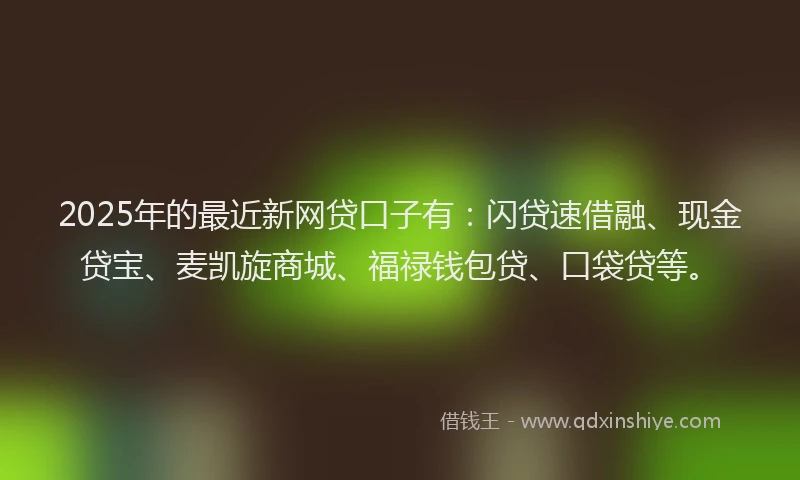 2025年的最近新网贷口子有：闪贷速借融、现金贷宝、麦凯旋商城、福禄钱包贷、口袋贷等。