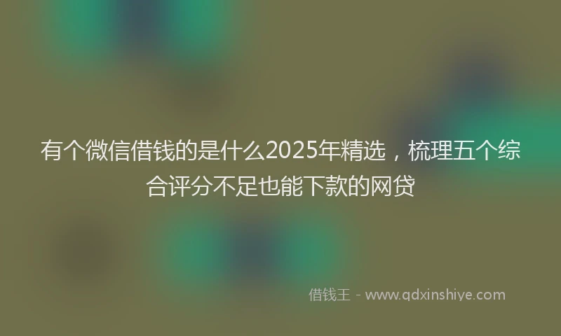 有个微信借钱的是什么2025年精选，梳理五个综合评分不足也能下款的网贷