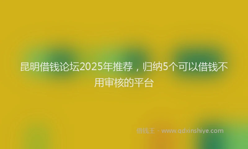 昆明借钱论坛2025年推荐，归纳5个可以借钱不用审核的平台