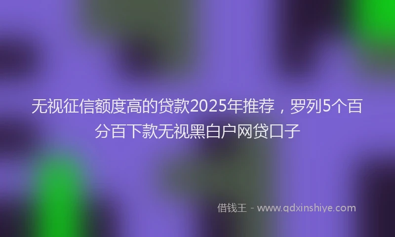 无视征信额度高的贷款2025年推荐，罗列5个百分百下款无视黑白户网贷口子
