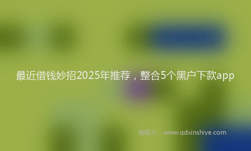 最近借钱妙招2025年推荐，整合5个黑户下款app