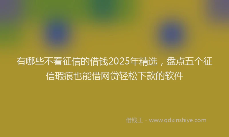 有哪些不看征信的借钱2025年精选，盘点五个征信瑕疵也能借网贷轻松下款的软件