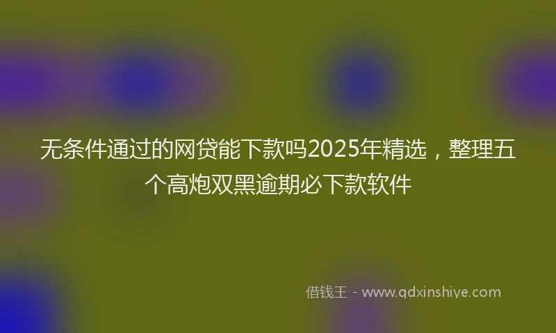 无条件通过的网贷能下款吗2025年精选，整理五个高炮双黑逾期必下款软件