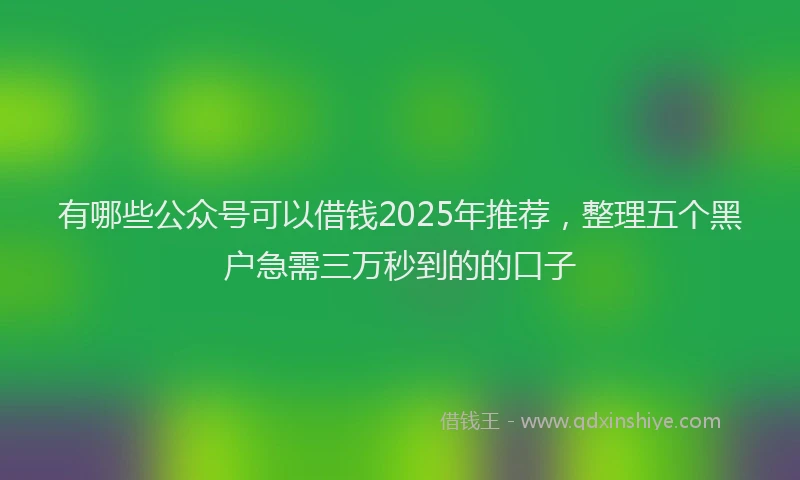 有哪些公众号可以借钱2025年推荐，整理五个黑户急需三万秒到的的口子