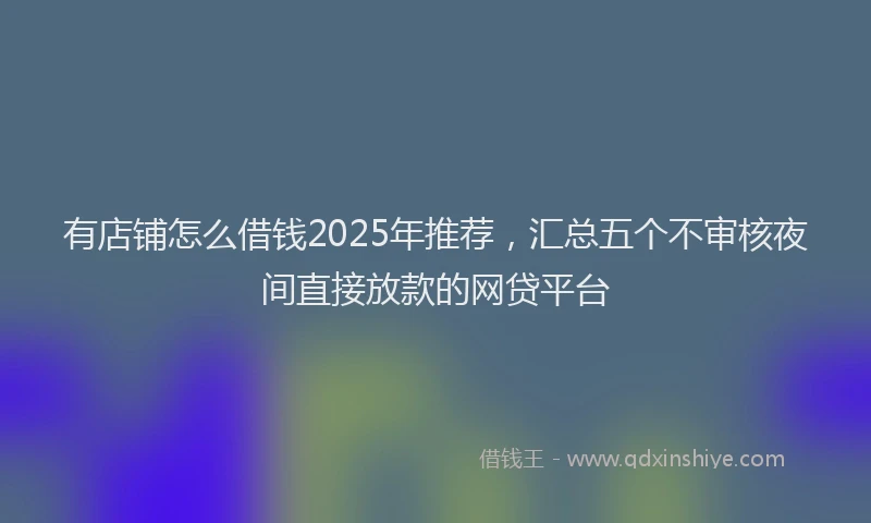 有店铺怎么借钱2025年推荐，汇总五个不审核夜间直接放款的网贷平台