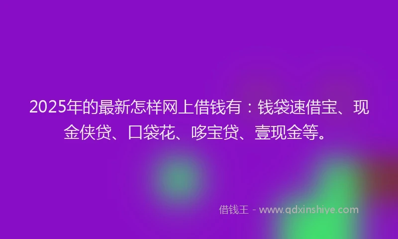 2025年的最新怎样网上借钱有：钱袋速借宝、现金侠贷、口袋花、哆宝贷、壹现金等。