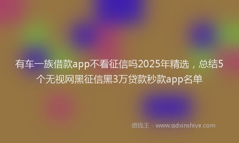 有车一族借款app不看征信吗2025年精选，总结5个无视网黑征信黑3万贷款秒款app名单