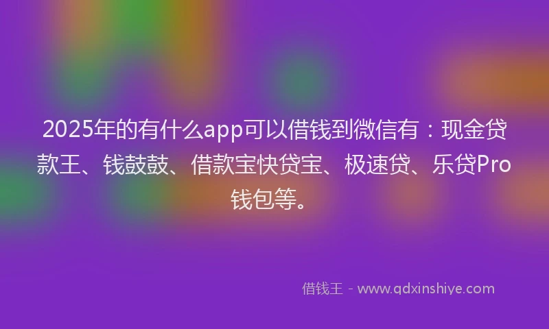 2025年的有什么app可以借钱到微信有：现金贷款王、钱鼓鼓、借款宝快贷宝、极速贷、乐贷Pro钱包等。