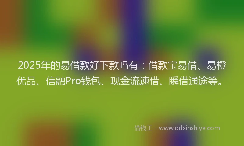 2025年的易借款好下款吗有：借款宝易借、易橙优品、信融Pro钱包、现金流速借、瞬借通途等。