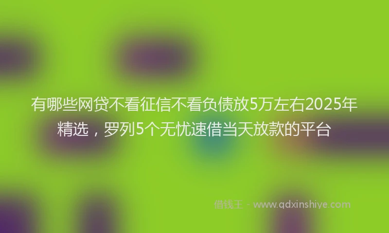 有哪些网贷不看征信不看负债放5万左右2025年精选，罗列5个无忧速借当天放款的平台