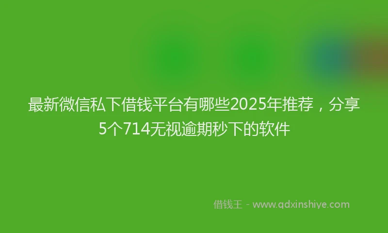最新微信私下借钱平台有哪些2025年推荐，分享5个714无视逾期秒下的软件