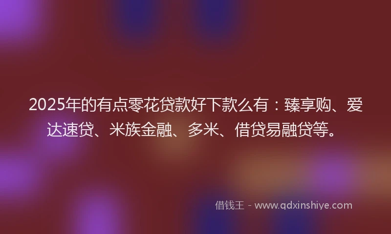 2025年的有点零花贷款好下款么有：臻享购、爱达速贷、米族金融、多米、借贷易融贷等。