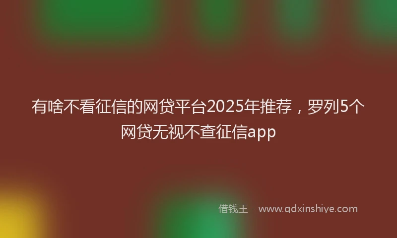 有啥不看征信的网贷平台2025年推荐，罗列5个网贷无视不查征信app