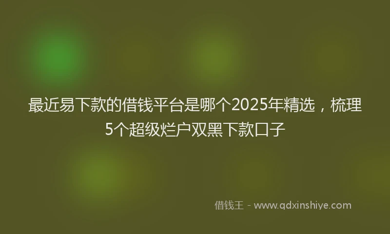最近易下款的借钱平台是哪个2025年精选，梳理5个超级烂户双黑下款口子