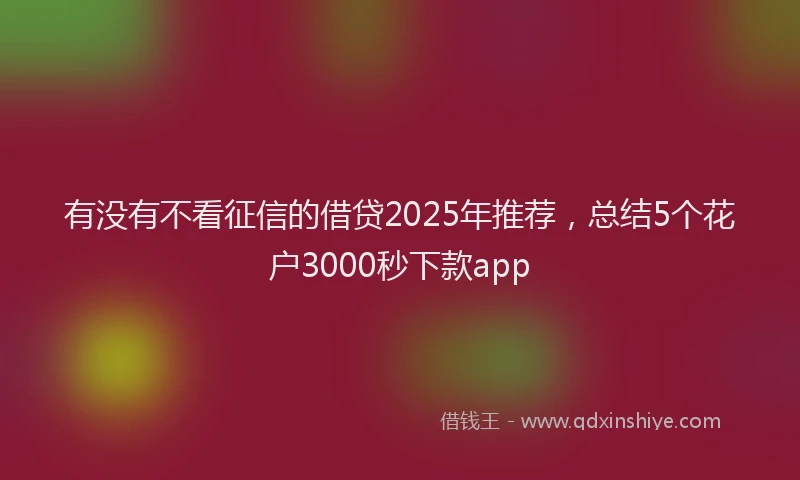 有没有不看征信的借贷2025年推荐，总结5个花户3000秒下款app