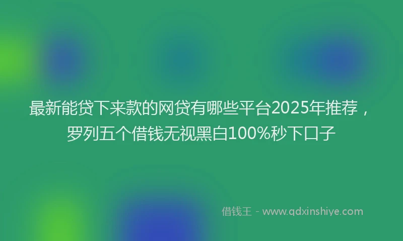最新能贷下来款的网贷有哪些平台2025年推荐，罗列五个借钱无视黑白100%秒下口子