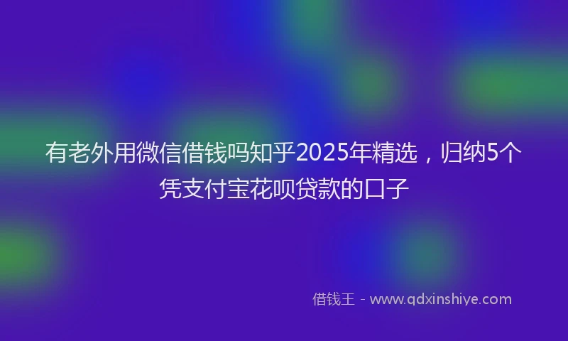有老外用微信借钱吗知乎2025年精选，归纳5个凭支付宝花呗贷款的口子