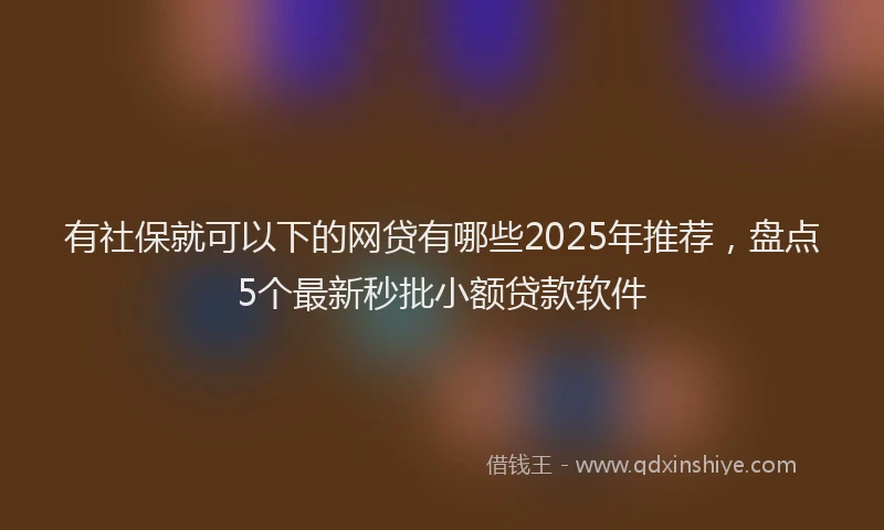 有社保就可以下的网贷有哪些2025年推荐，盘点5个最新秒批小额贷款软件