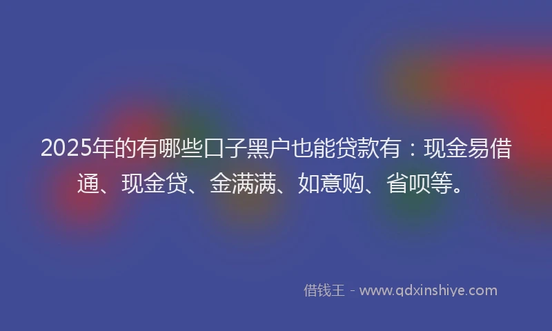 2025年的有哪些口子黑户也能贷款有：现金易借通、现金贷、金满满、如意购、省呗等。