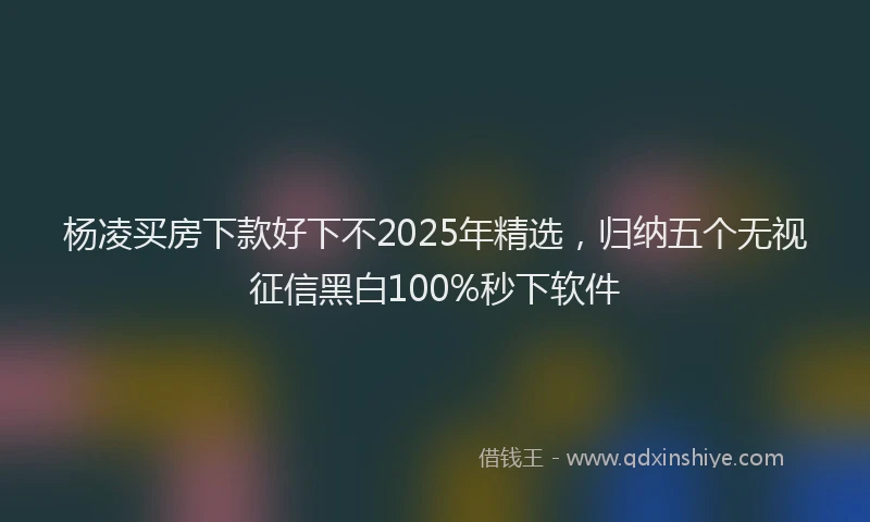 杨凌买房下款好下不2025年精选，归纳五个无视征信黑白100%秒下软件