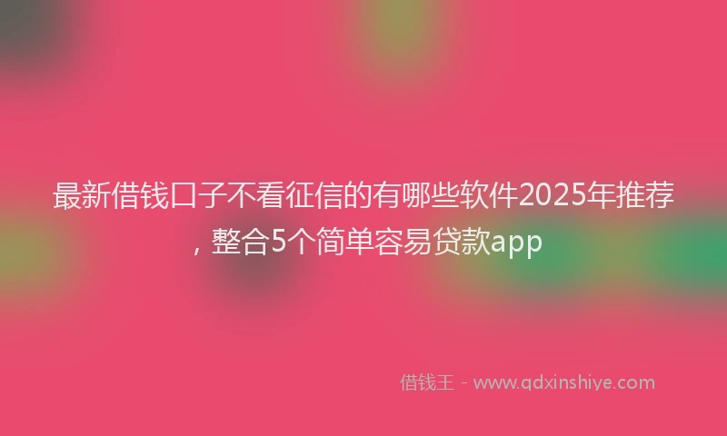 最新借钱口子不看征信的有哪些软件2025年推荐，整合5个简单容易贷款app