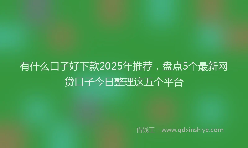 有什么口子好下款2025年推荐，盘点5个最新网贷口子今日整理这五个平台
