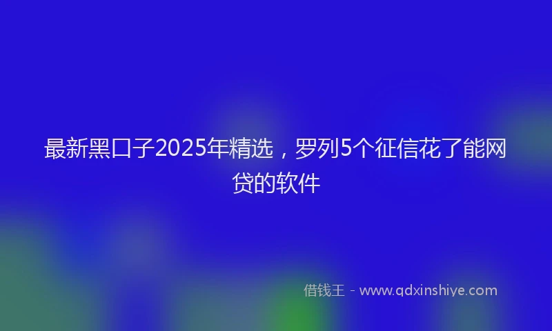 最新黑口子2025年精选，罗列5个征信花了能网贷的软件