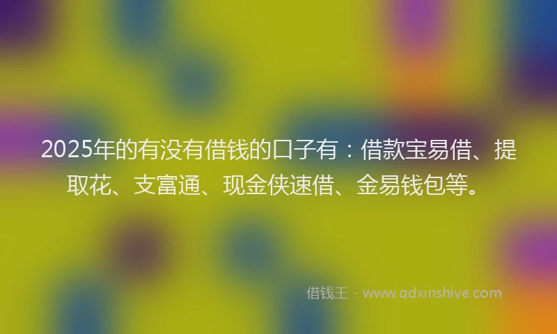 2025年的有没有借钱的口子有：借款宝易借、提取花、支富通、现金侠速借、金易钱包等。