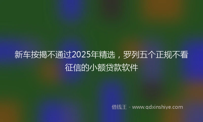 新车按揭不通过2025年精选，罗列五个正规不看征信的小额贷款软件