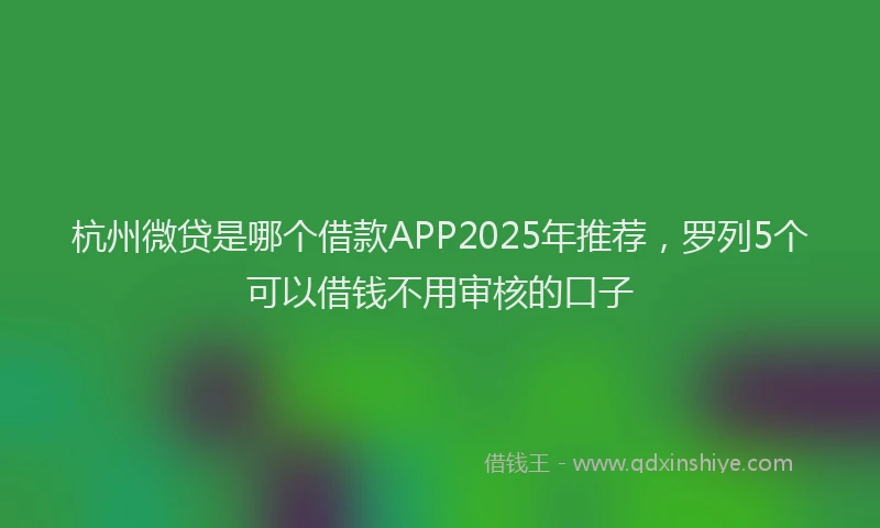 杭州微贷是哪个借款APP2025年推荐，罗列5个可以借钱不用审核的口子
