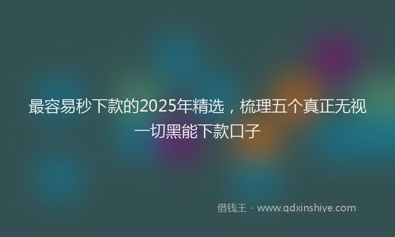 最容易秒下款的2025年精选，梳理五个真正无视一切黑能下款口子