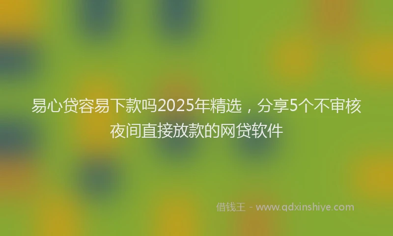 易心贷容易下款吗2025年精选，分享5个不审核夜间直接放款的网贷软件