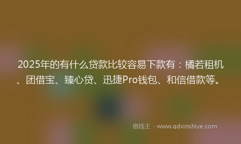 2025年的有什么贷款比较容易下款有：橘若租机、团借宝、臻心贷、迅捷Pro钱包、和信借款等。