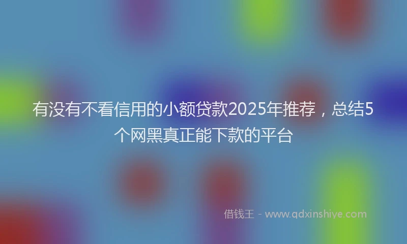 有没有不看信用的小额贷款2025年推荐，总结5个网黑真正能下款的平台