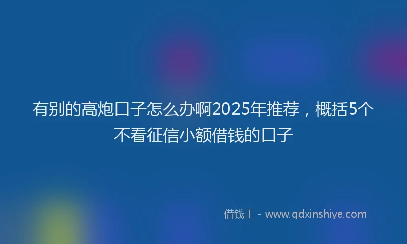 有别的高炮口子怎么办啊2025年推荐，概括5个不看征信小额借钱的口子