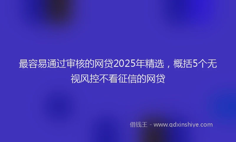 最容易通过审核的网贷2025年精选，概括5个无视风控不看征信的网贷