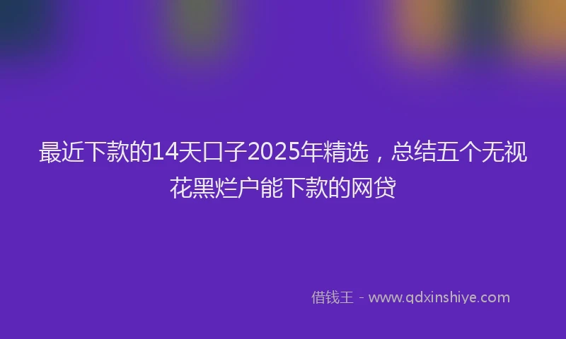 最近下款的14天口子2025年精选，总结五个无视花黑烂户能下款的网贷