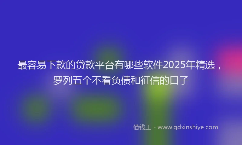 最容易下款的贷款平台有哪些软件2025年精选，罗列五个不看负债和征信的口子