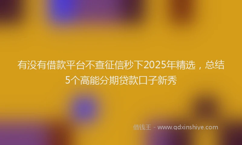 有没有借款平台不查征信秒下2025年精选，总结5个高能分期贷款口子新秀