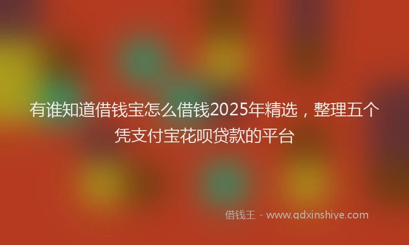 有谁知道借钱宝怎么借钱2025年精选，整理五个凭支付宝花呗贷款的平台