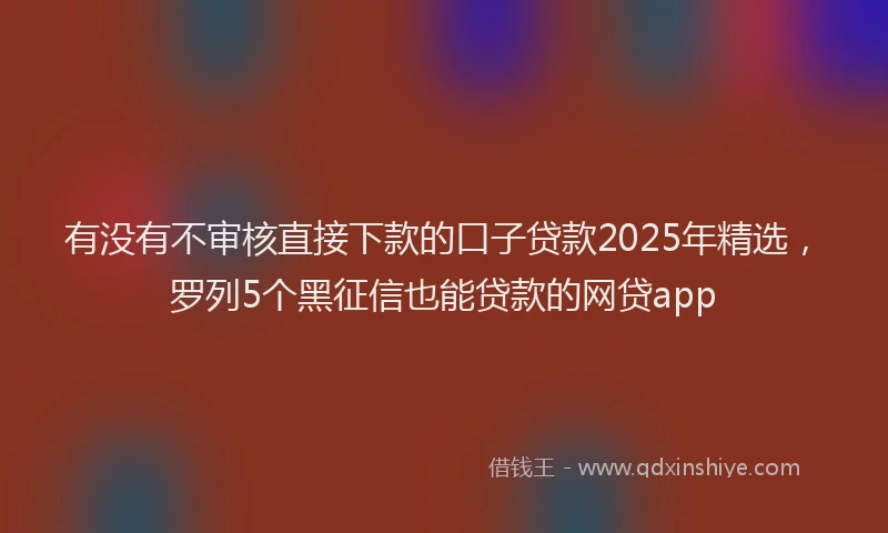 有没有不审核直接下款的口子贷款2025年精选，罗列5个黑征信也能贷款的网贷app