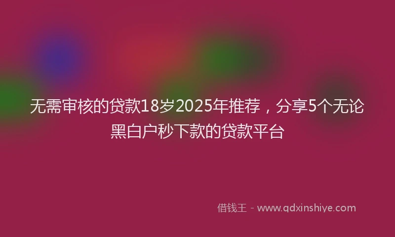 无需审核的贷款18岁2025年推荐，分享5个无论黑白户秒下款的贷款平台