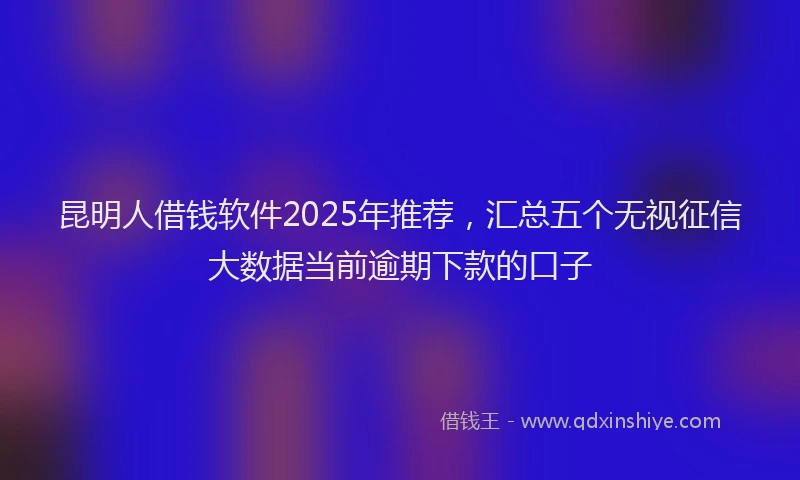 昆明人借钱软件2025年推荐，汇总五个无视征信大数据当前逾期下款的口子